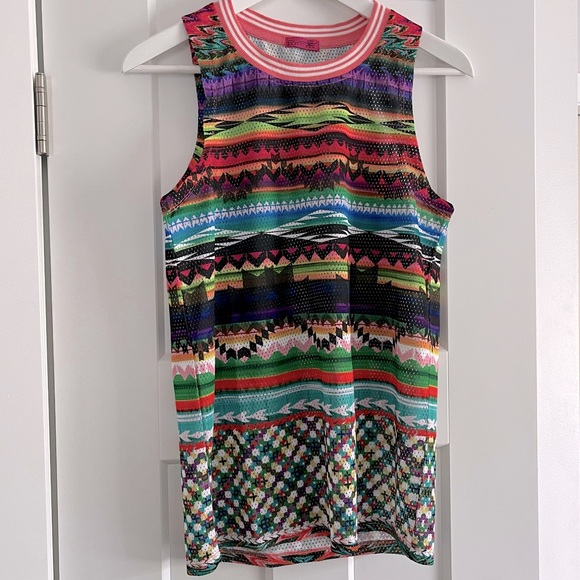 Custo Barcelona Women’s Sleeveless Tank Top ‘Cat Stripe’ Fine-Mesh Size 1 Small - Picture 1 of 7